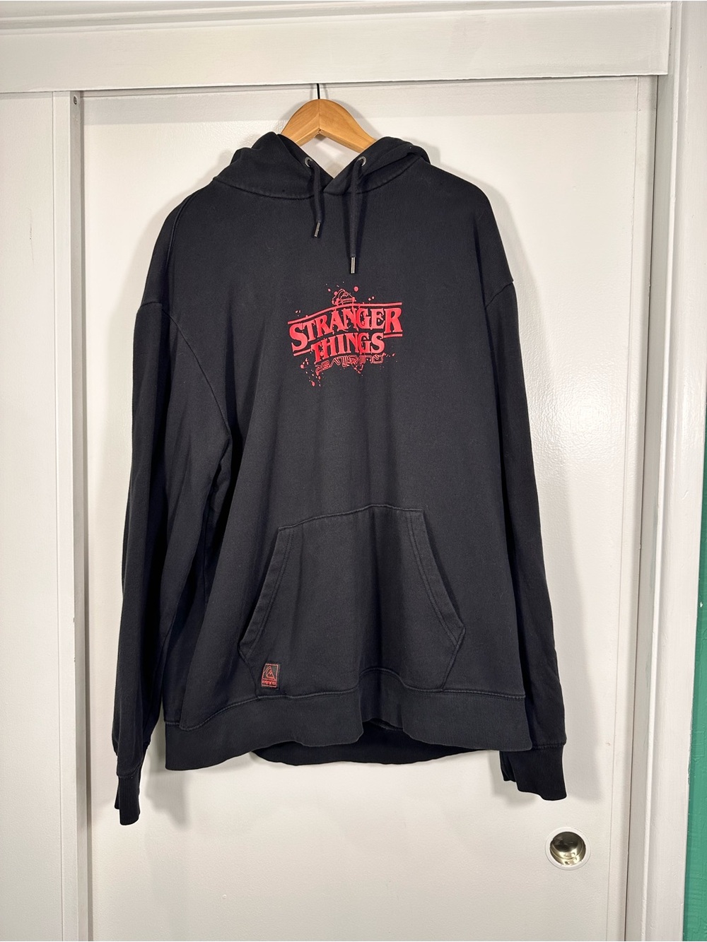 Stranger Things Black Pullover Hoodie with Red Logo Size XL